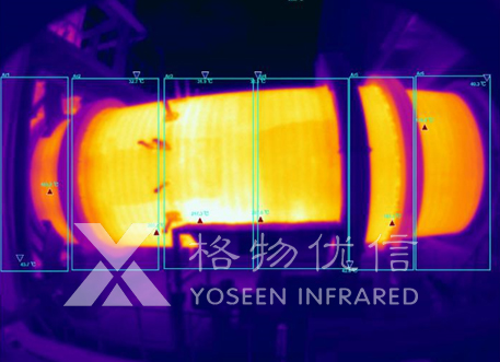 红外热像仪监控下回转窑部分区域红外热像图