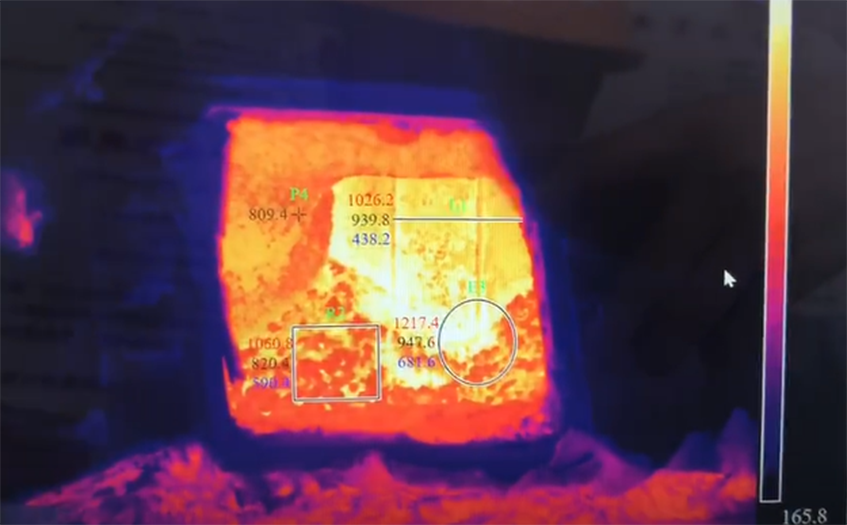 红外热像仪检测工作中电石炉燃烧质量形成红外热像图
