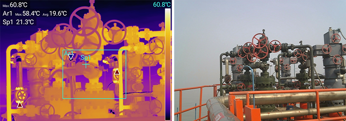 管道阀门处红外热像图
