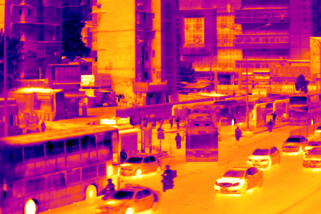 格物优信高速响应热像仪拍摄的人行车辆街道